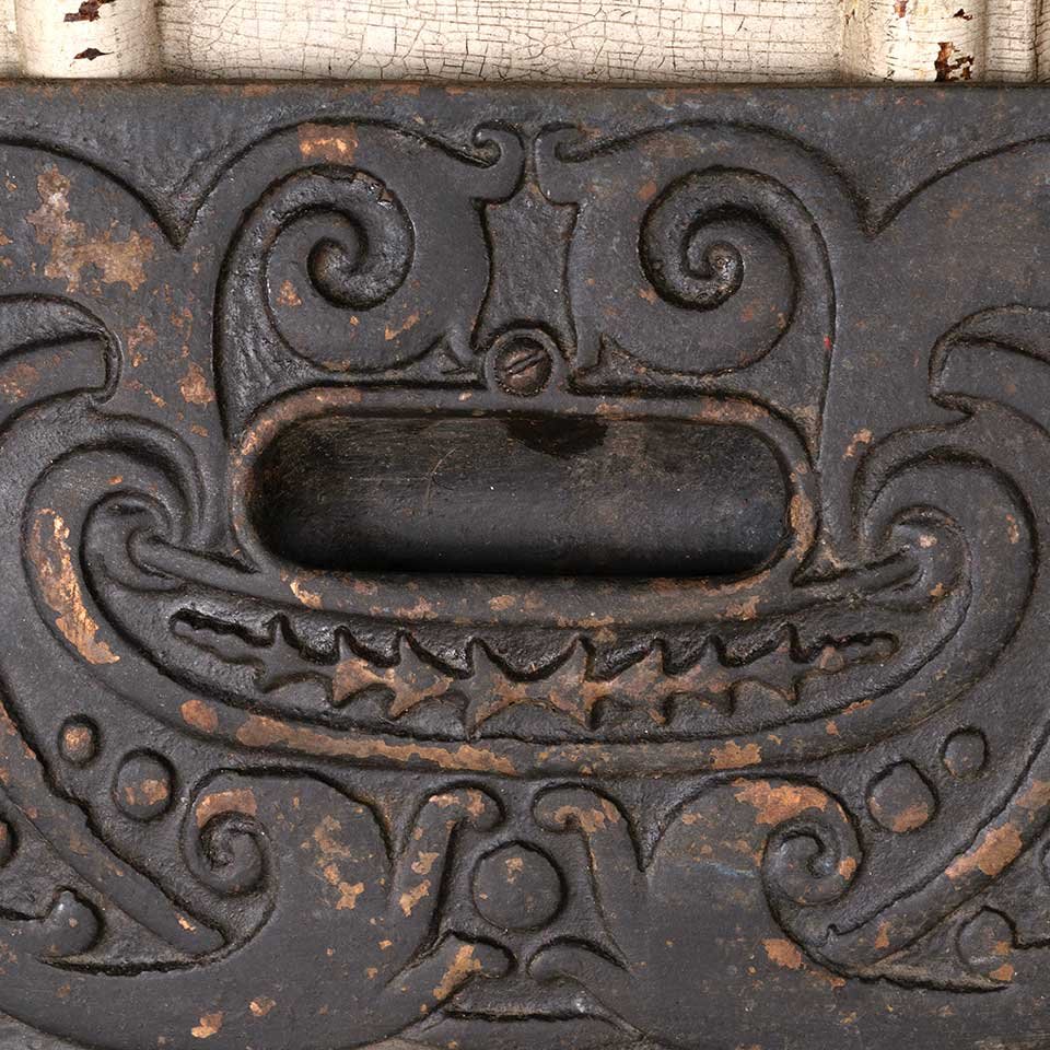 Antique Cast Iron Stove Door Cover Plate image 5