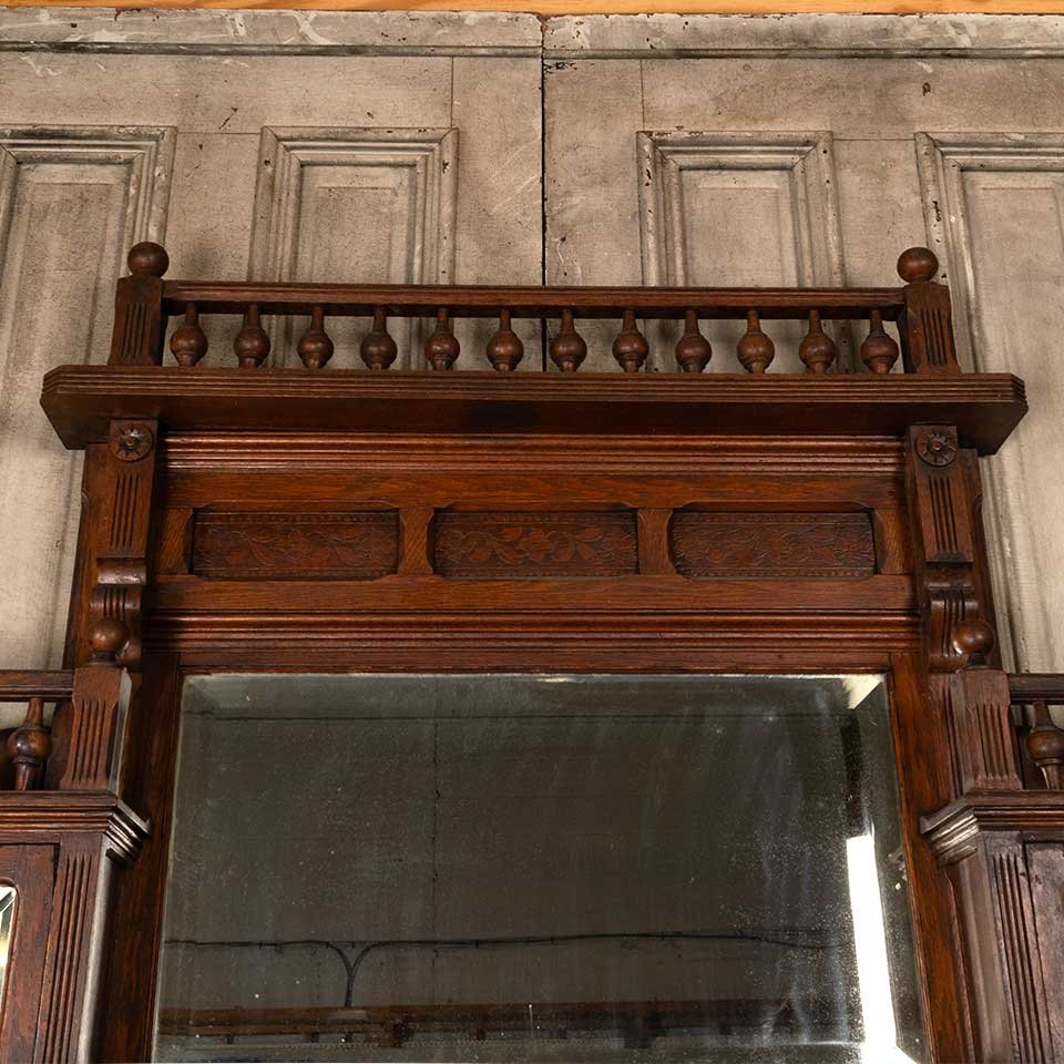 66x90 Antique Oak Fireplace Mantel w/ Mirror image 4