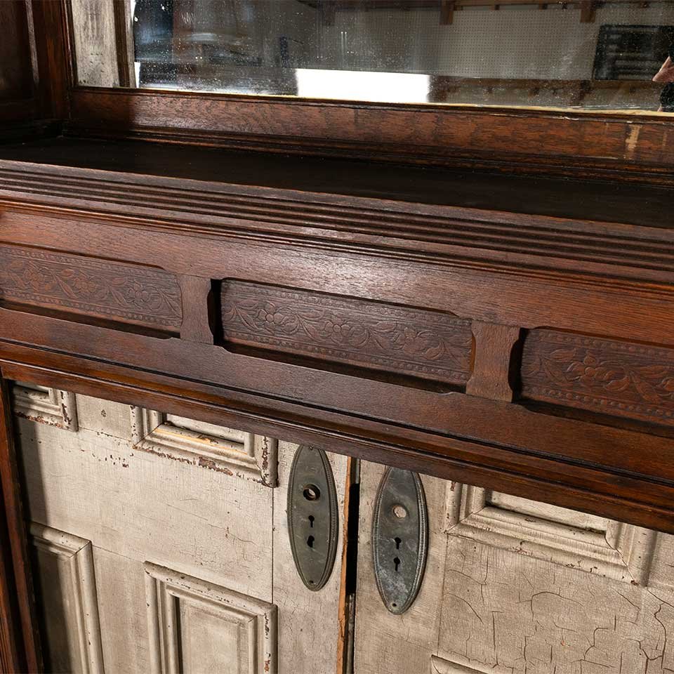 66x90 Antique Oak Fireplace Mantel w/ Mirror image 7