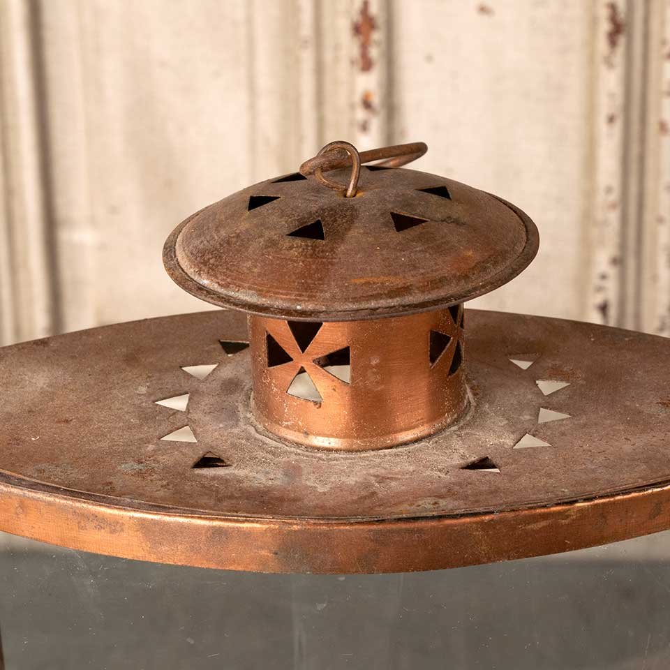 8x14 Copper & Glass Lantern Candle Holder image 2