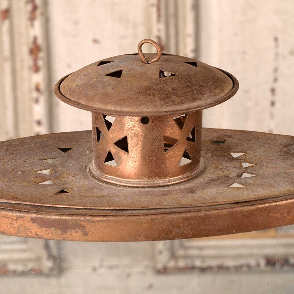 8x14 Copper & Glass Lantern Candle Holder image 2