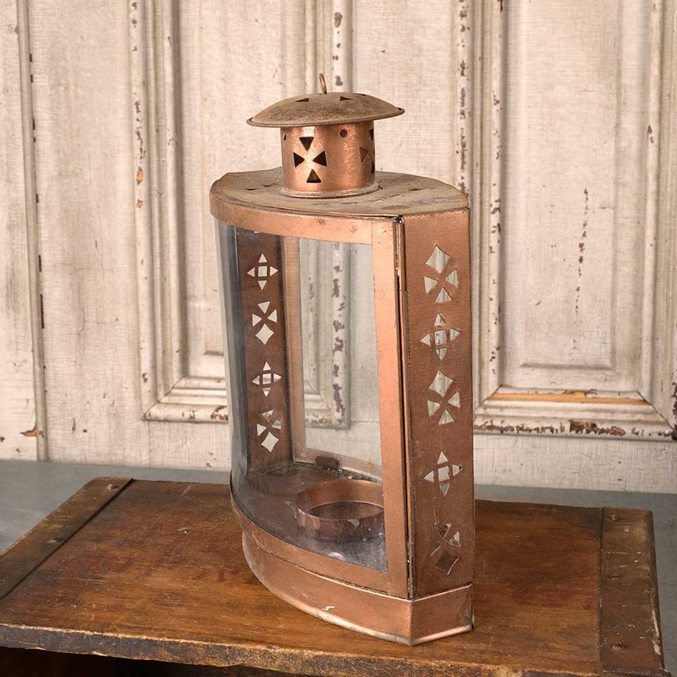 8x14 Copper & Glass Lantern Candle Holder image 3
