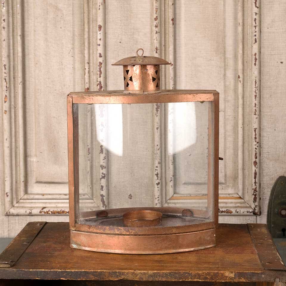 8x14 Copper & Glass Lantern Candle Holder image 4