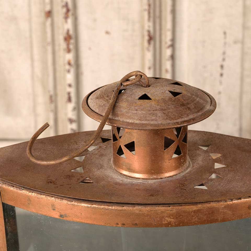 8x14 Copper & Glass Lantern Candle Holder image 2