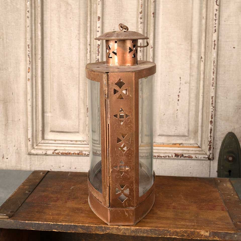 8x14 Copper & Glass Lantern Candle Holder image 3