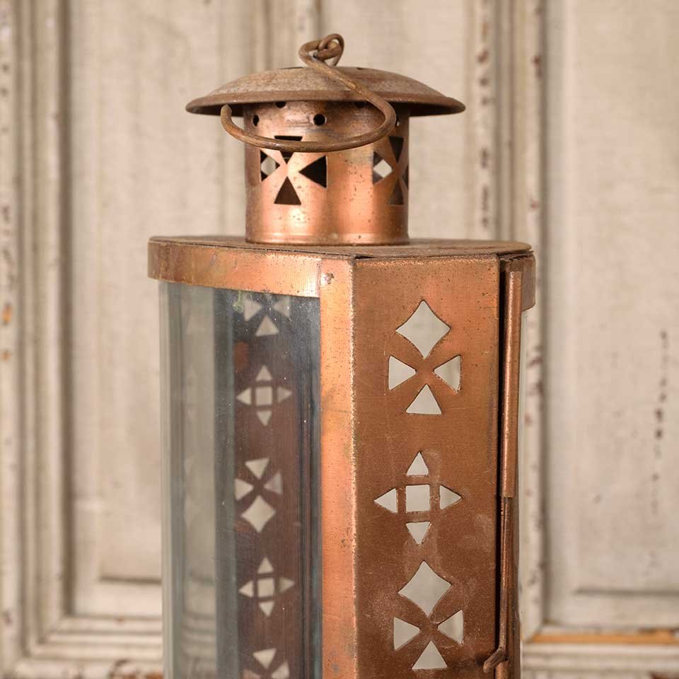 8x14 Copper & Glass Lantern Candle Holder image 5