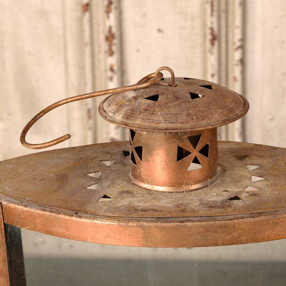 8x14 Copper & Glass Lantern Candle Holder image 2