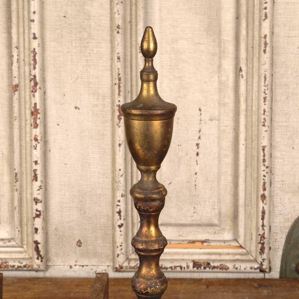 Antique Brass & Cast Iron Fireplace Andirons image 4