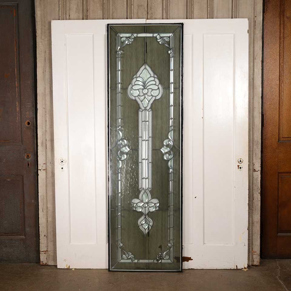 24x79 Vintage Leaded Glass Sidelite Window image 1