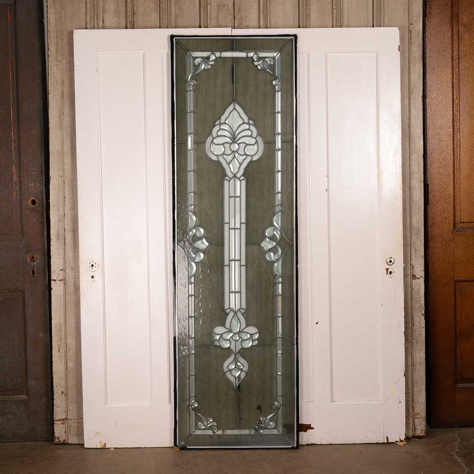 24x79 Vintage Leaded Glass Sidelite Window image 1