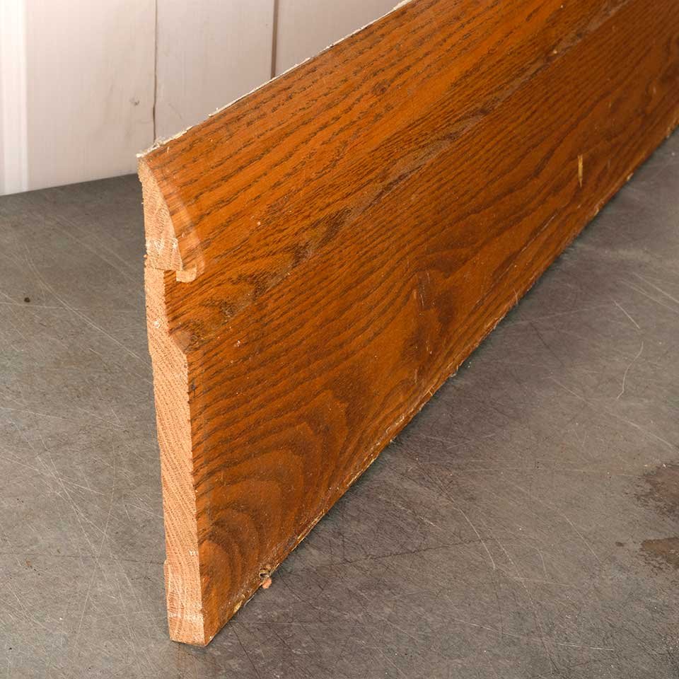 Salvaged Antique Oak Baseboard Trim w/ Cap image 2