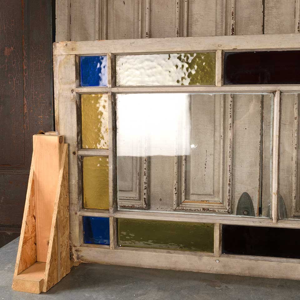 27x52 Antique Colored Glass Window Sash image 4