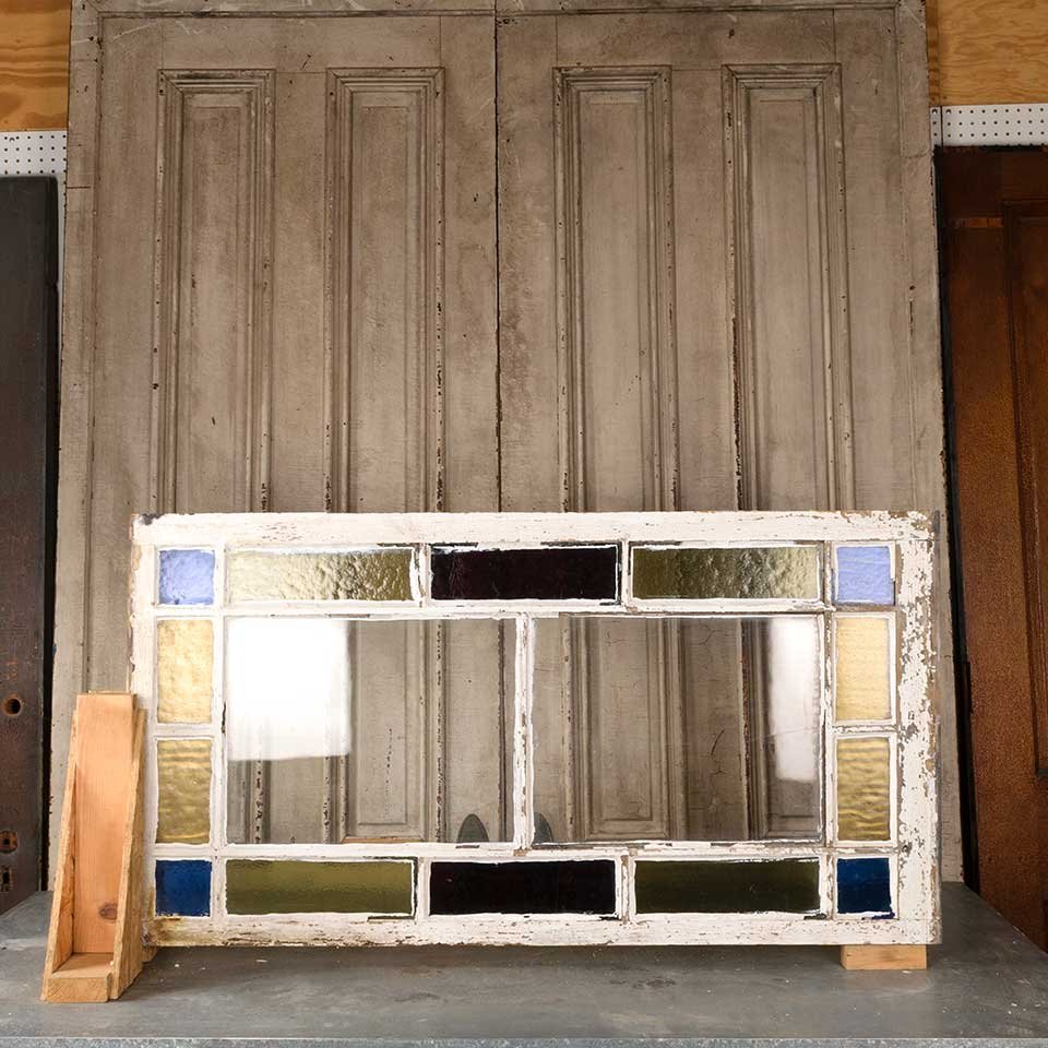 27x52 Antique Colored Glass Window Sash image 1