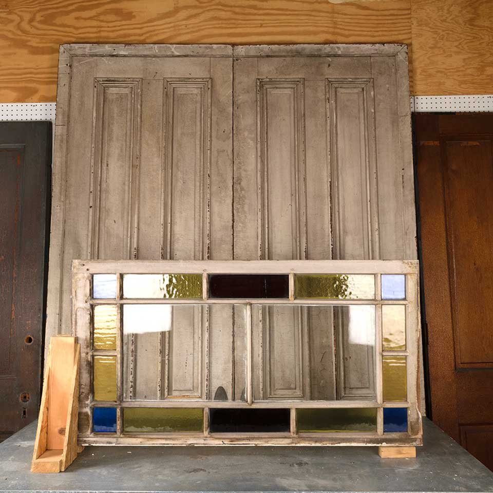 27x52 Antique Colored Glass Window Sash image 5