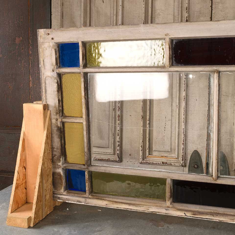 27x52 Antique Colored Glass Window Sash image 7