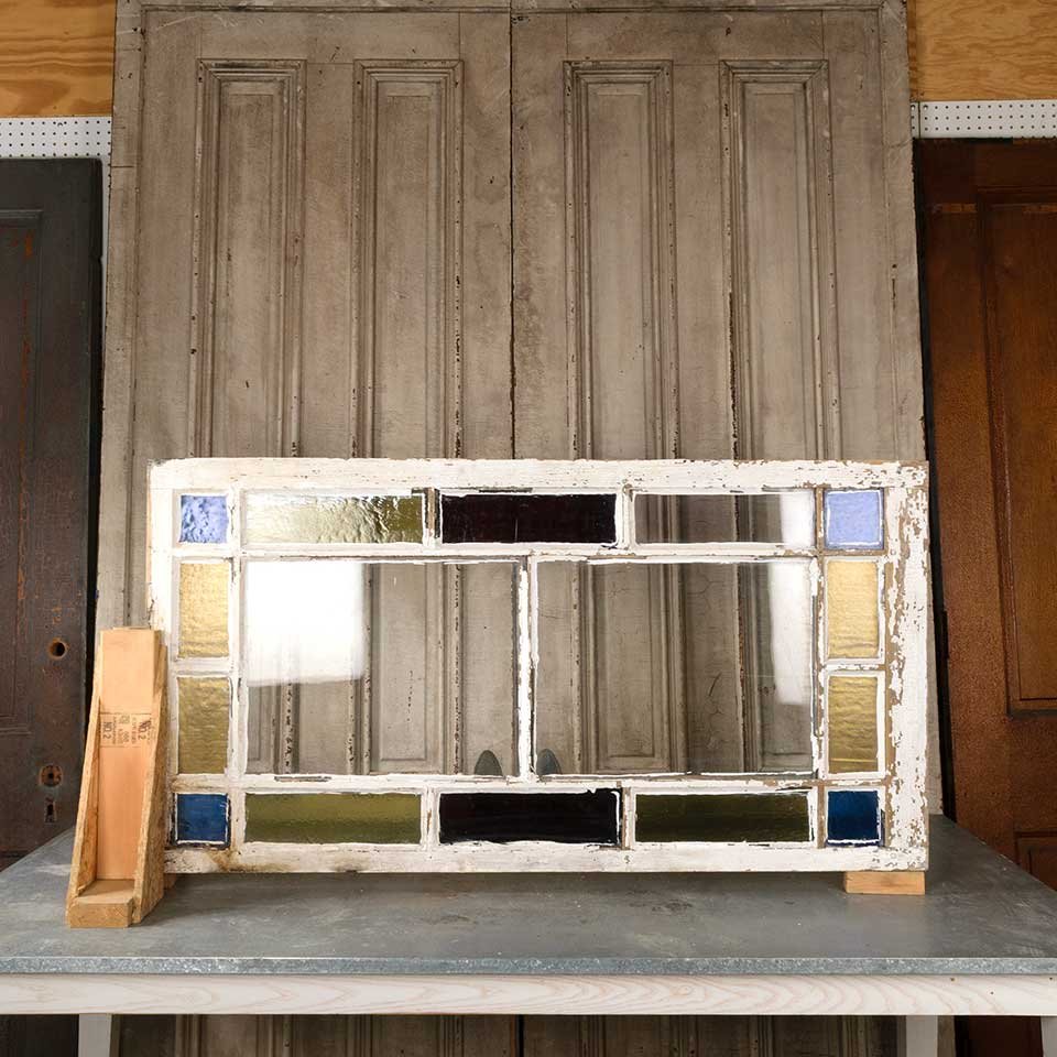 27x52 Antique Colored Glass Window Sash image 1