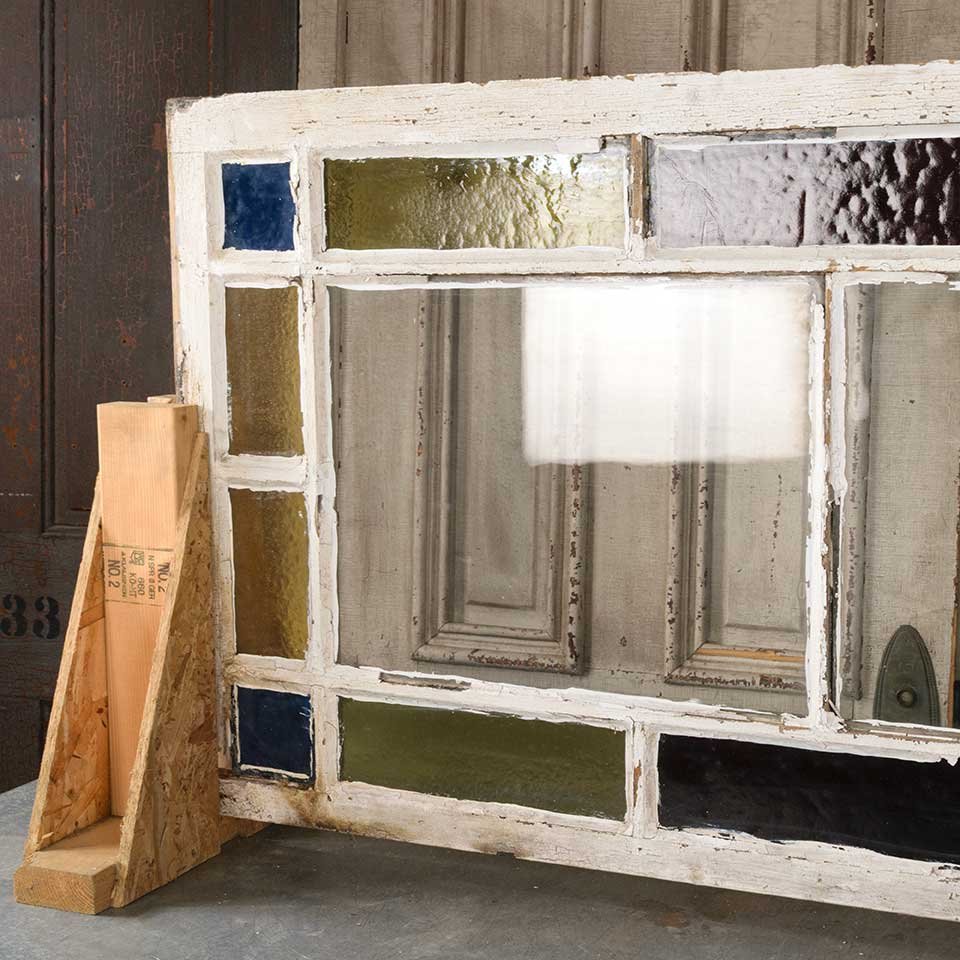 27x52 Antique Colored Glass Window Sash image 3