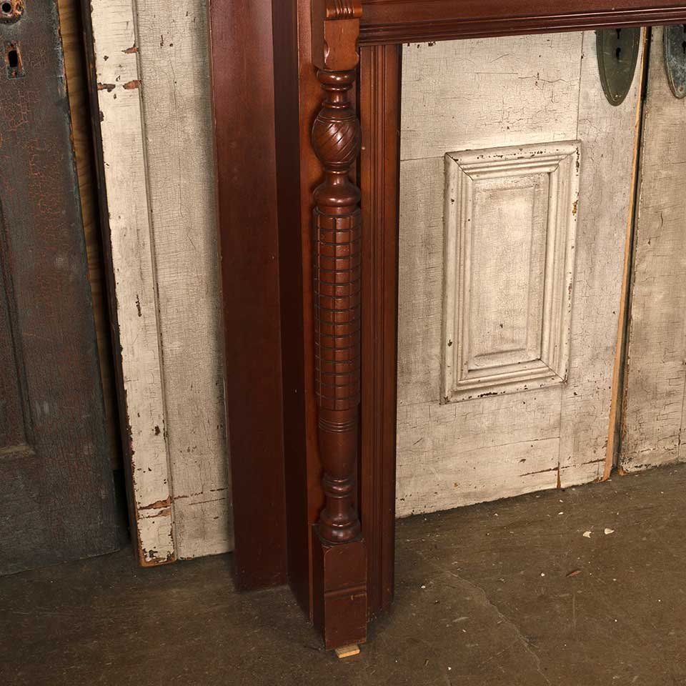60x48 Antique Carved Wood Fireplace Mantel image 3