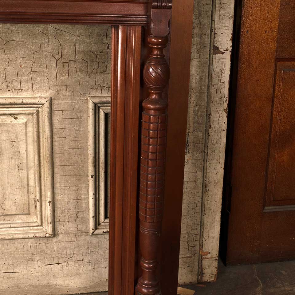 60x48 Antique Carved Wood Fireplace Mantel image 7