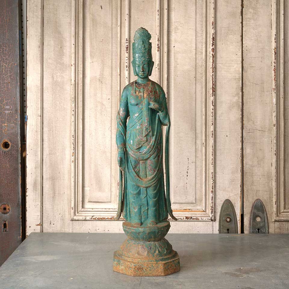 Antique Cast Iron Asian Figural Garden Statue image 1