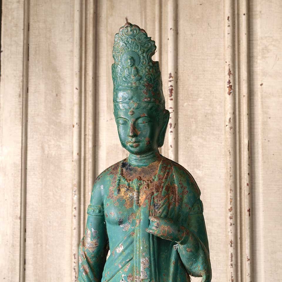 Antique Cast Iron Asian Figural Garden Statue image 4