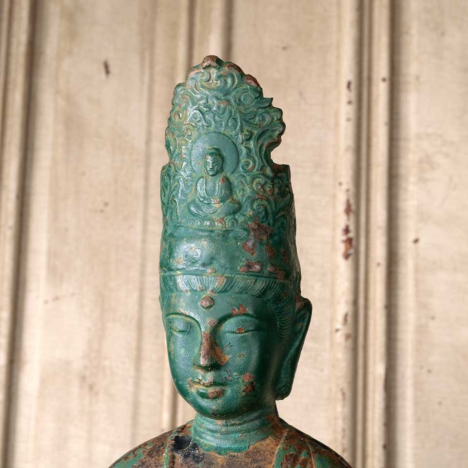 Antique Cast Iron Asian Figural Garden Statue image 6