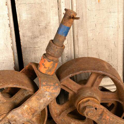 #12716 Antique Cast Iron Factory Cart Caster Wheels image 6
