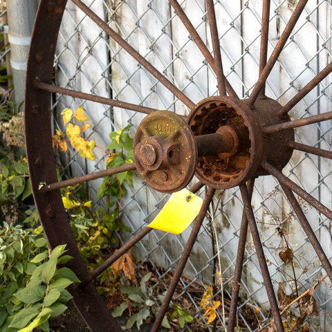 #13020 Large Antique Metal Tractor Wheel image 2