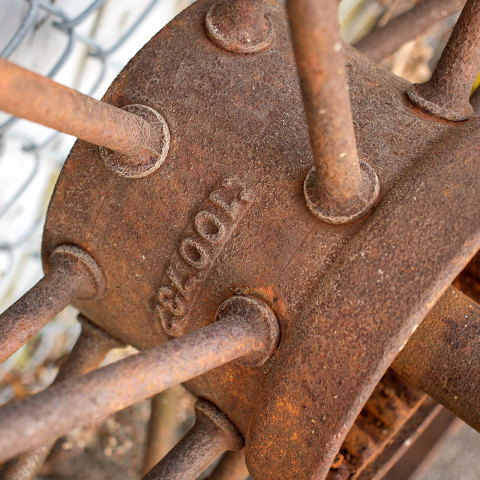 #13020 Large Antique Metal Tractor Wheel image 7