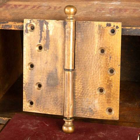 #13580 6" Antique Hammered Brass Door Hinge image 2
