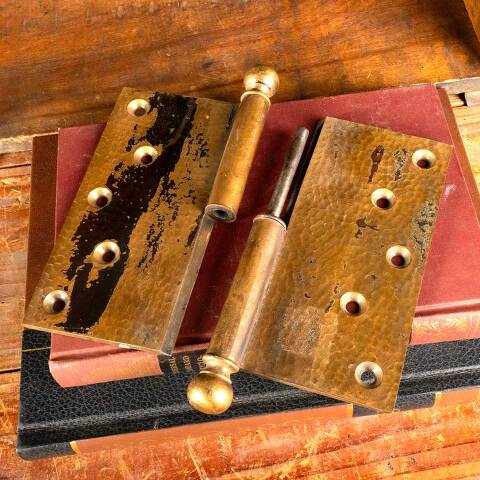 #13580 6" Antique Hammered Brass Door Hinge image 7