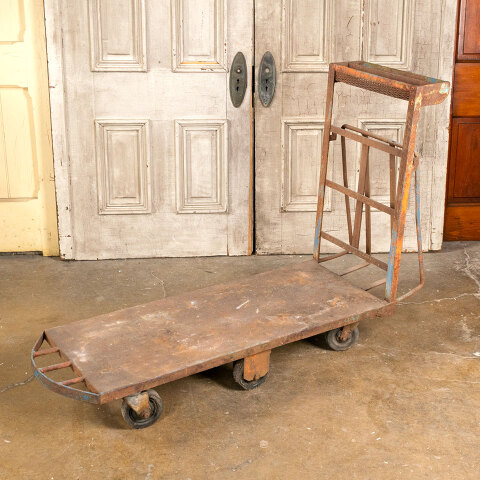 #13853 Vintage Industrial Metal Factory Cart image 7