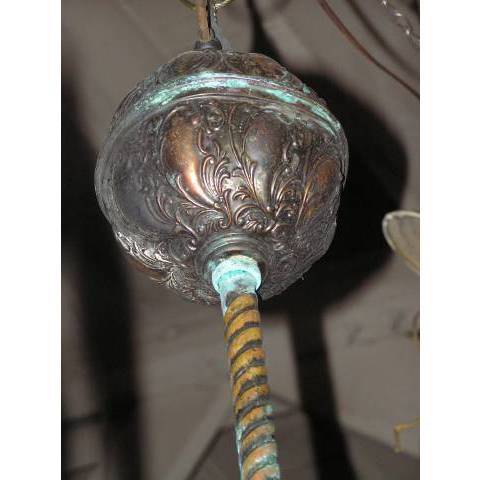 #1696 Antique Brass Oil Lamp image 6