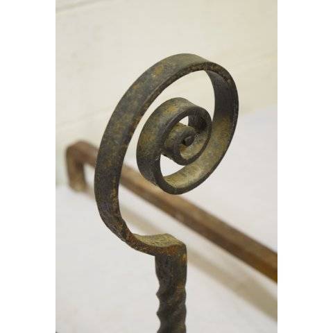 #20365 Antique Wrought Iron Fireplace Andirons image 5