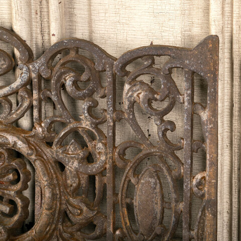 #33648 Antique Ornate Cast Iron Fireplace Screen image 4