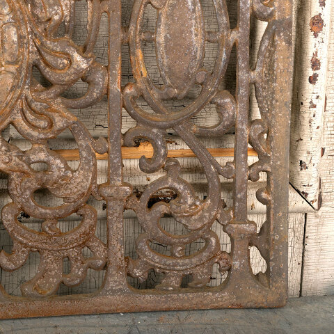 #33648 Antique Ornate Cast Iron Fireplace Screen image 6