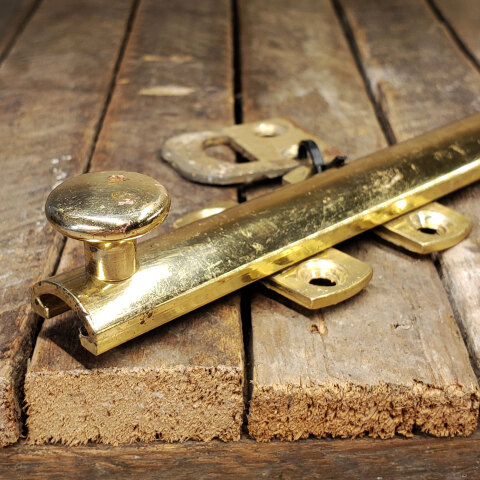 #35802 9" Brass Slide Bolt with Strike Plate image 2