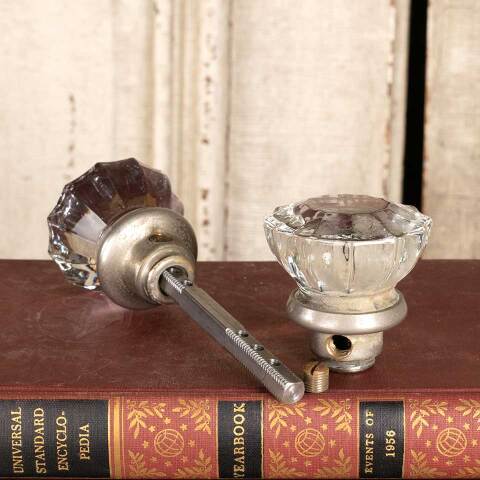 #37011 Salvaged Antique Fluted Glass Doorknobs Pair image 6