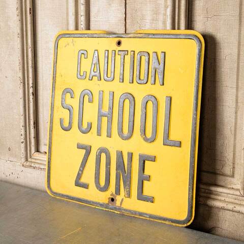#37293 Vintage Painted Metal SCHOOL ZONE Sign image 2