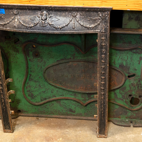 #38294 Salvaged Ornate Cast Iron Fireplace Surround image 2