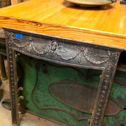 #38294 Salvaged Ornate Cast Iron Fireplace Surround image 3