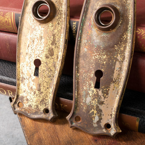 #38338 Antique Salvaged Doorknob Backplates image 3