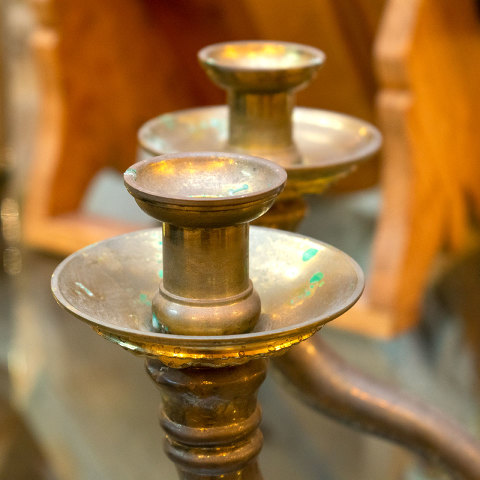 #38445 7 Candle Round Brass Candelabra image 3