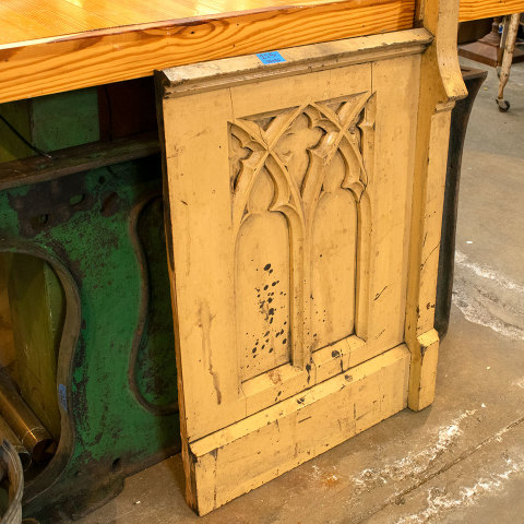 #38492 Salvaged Painted Oak Carved Gothic Panel image 3