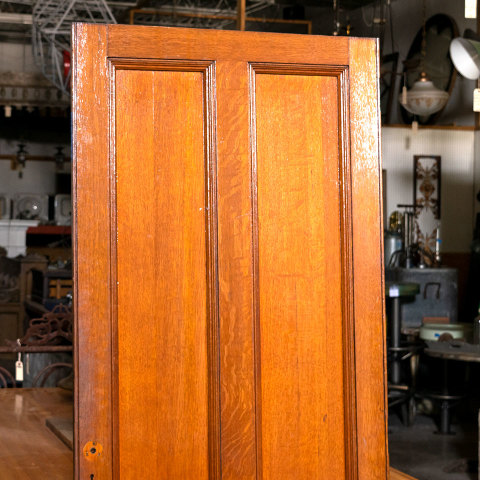 #38509 28x74 Salvaged 2 Panel Oak Door image 2