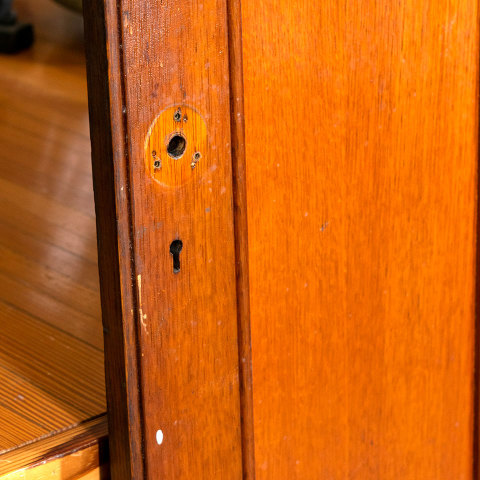 #38509 28x74 Salvaged 2 Panel Oak Door image 4