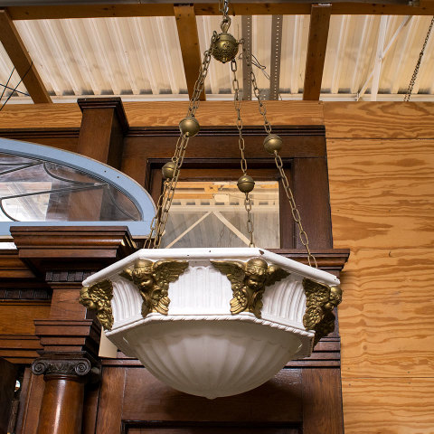 #38510 Salvaged Antique Plaster Cherub Chandelier image 5