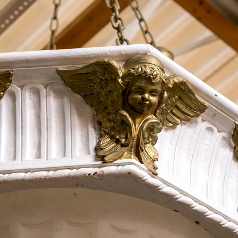 #38510 Salvaged Antique Plaster Cherub Chandelier image 7