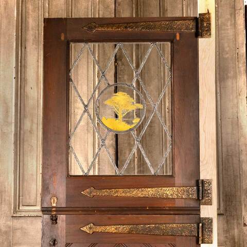 #39684 32x82 Dutch Door with Leaded Glass Panel image 2