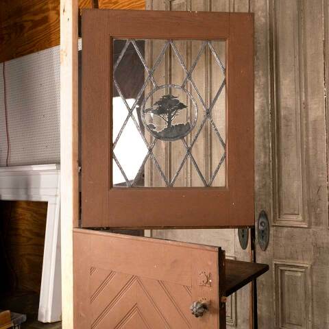 #39684 32x82 Dutch Door with Leaded Glass Panel image 6